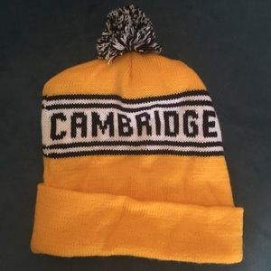 Black and Yellow Ski Hat Pompom Beanie Winter hat